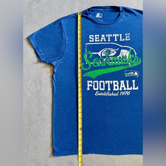 Starter Seattle Seahawks NFL Men’s T-Shirt Blue Size Large Short Sleeve - Picture 4 of 7